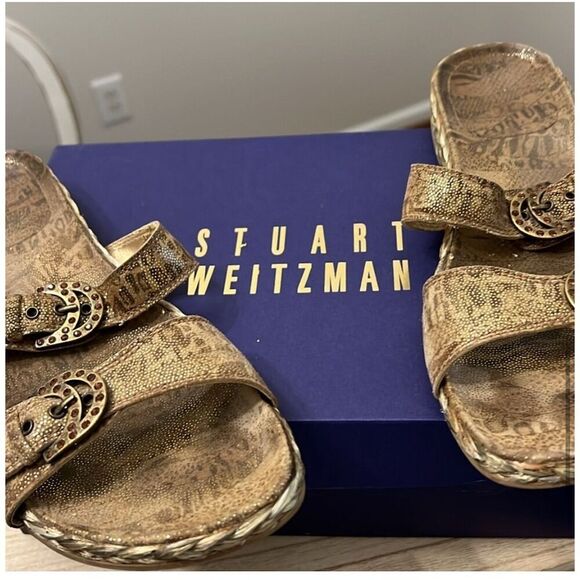 Stuart Weitzman Women's Slide Sandals Brown Size 8.5 Elegant Design - Picture 11 of 11